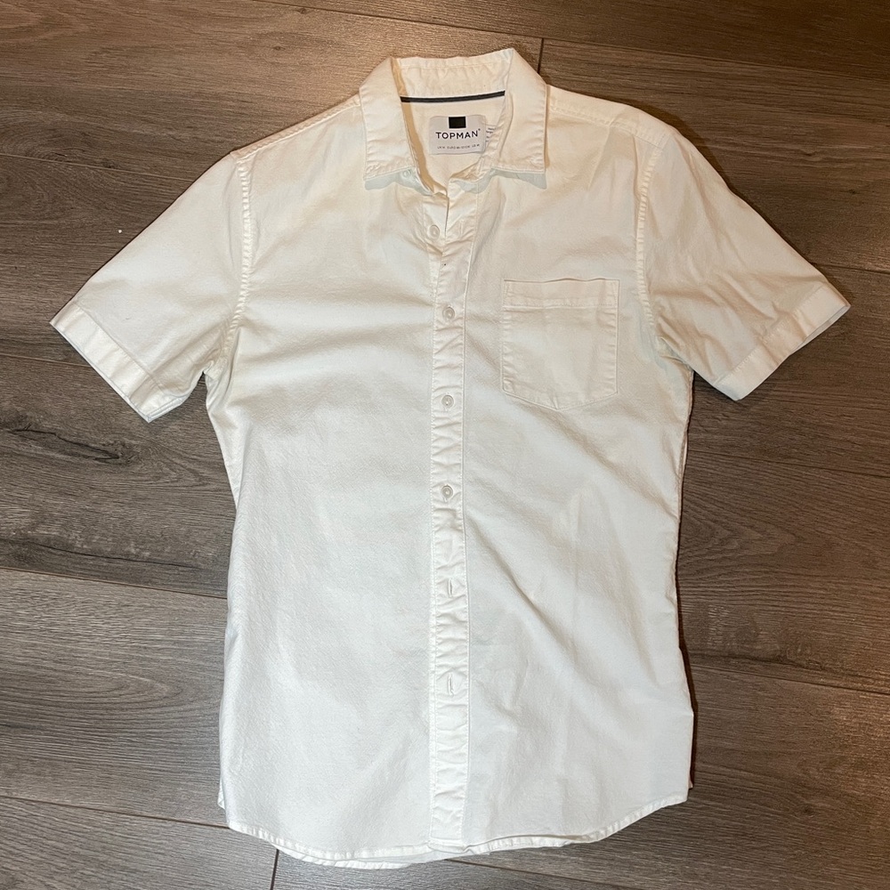 Topman slim fit short sleeve white shirt